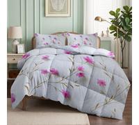 CozyRest Parure de Lit Set Style Romantique Français Couette 220x240 cm avec 2 Taies d'oreiller 65x65 cm, Motif Aquarelle Floral, Couette en Polyester Coton Hypoallergénique Adulte Enfant