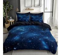 CozyRest Parures de lit 220 x 240 cm Étoiles du Ciel étoilé Ensemble De Literie Polycoton avec Fermeture Éclair Noir Housse de Couette Parure de lit Doux Imprimé avec 2 Taie d'oreiller 65x65 cm