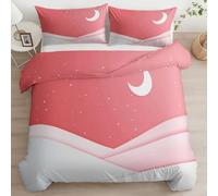 CozyRest Parures de lit 280 x 240 cm Collines Lune Étoiles Minimalisme Ensemble De Literie avec Fermeture Éclair Réversible Housse de Couette Parure de lit Doux Imprimé avec 2 Taie d'oreiller