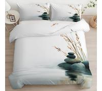 CozyRest Parures de lit 280 x 240 cm Herbes Pierres Éléments naturels Ensemble De Literie avec Fermeture Éclair Réversible Housse de Couette Parure de lit Doux Imprimé avec 2 Taie d'oreiller