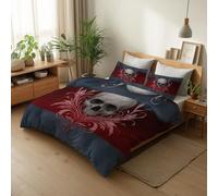 CozyRest Parures de lit 280 x 240 cm Style Gothique crâne Dark Fantasy Ensemble De Literie avec Fermeture Éclair Réversible Housse de Couette Parure de lit Doux Imprimé avec 2 Taie d'oreiller