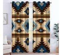 CozyRest Rideau à Imprimés Ethniques Traditionnels amérindiens 100% Occultant Isolation Thermique avec Oeillets Lot de 2 117L x 230H cm Double Rideaux Coupure électrique pour Chambre Salon, Aztèque