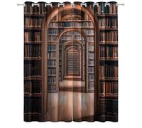 CozyRest Rideau Occultant Bibliothèque Antique 3D Tenture Opaque à Oeillets Draperies Intérieurs Lot de 2 Rideaux Thermique Isolant Protection UV pour Chambre Ferme Fenetre 2 x 91.5 X 214 cm