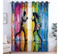 CozyRest Rideau Occultant, Couple Romantique Street Art Motif Rideaux Thermiques à Oeillets, Rideaux Imprimé pour Salon Chambre Fenetre Moderne Décoration, 140 x 260 cm (L x H), Lot de 2