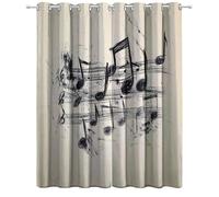 CozyRest Rideau Occultant Thermiques Notes de Musique Noires Lepu Rideau Occultant 140 X 160 cm Beige Rideaux Salon Moderne Thermique Isolant Polyester Rideaux Chambre Salle de Jeux Décoration