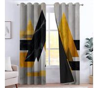 CozyRest Rideaux Occultant Triangle Collage Géométrie Rideaux Thermiques à Oeillets pour Salon et Chambre, Motif Impression Lot de 2 Rideau Fenetre et Draperies Intérieurs Moderne, 117L X 230H cm