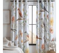 CozyRest Rideaux Occultants Chambre Aquarelle d'oiseaux Floraux Isolant Thermique 280 X 260 cm Occultant à Oeillets 2 Panneaux Doux Rideau Coupure électrique pour Chambre et Salon