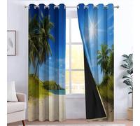CozyRest Rideaux Occultants Chambre Enfant Île Tropicale collines verdoyantes, Isolant Thermique 280 X 260 cm Occultant à Oeillets Rideau Coupure électrique pour Chambre