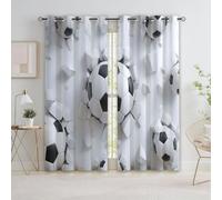 CozyRest Rideaux Occultants Chambre Enfant Sports Football 3D, Isolant Thermique 280 X 260 cm Occultant à Oeillets Rideau Coupure électrique pour Chambre