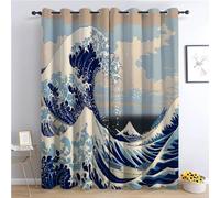 CozyRest Rideaux Occultants Chambre Enfant Surf Comique, Art Japonais Traditionnel, Isolant Thermique 140 x 160cm Occultant à Oeillets 2 Panneaux pour Chambre et Salon