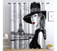 CozyRest Rideaux Occultants Chambre Femmes à la Mode et élégantes à Paris Isolant Thermique 220 X 215 cm Occultant à Oeillets 2 Panneaux Doux Rideau Coupure électrique pour Chambre et Salon