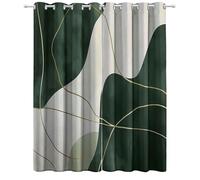 CozyRest Rideaux Occultants Chambre Géométrie médiévale Vert Olive Isolant Thermique 183 X 214 cm Occultant à Oeillets 2 Panneaux Doux Rideau Coupure électrique pour Chambre et Salon