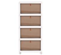 Cozyswan Boîte de Rangement Anti-poussière à 4 Niveaux en Plastique pour Table de Chevet sur roulettes Blanc Armoire de Rangement pour vêtements, pour Salon, Chambre, Couloir, Bureau