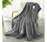 COZYTY Couverture Chauffante 130×180 cm, Plaid Chauffant en Flanelle Gris | 6 Réglages de Température, Minuterie 10 Heures, Protection Surchauffe, Lavable en Machine, Convient pour Lit et Canapé