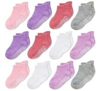 CozyWay Chaussettes de style cheville sans glissement avec pinces, 12 pack pour bébés garçons et filles, couleurs assorties, 1-3 ans