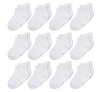 CozyWay Chaussettes de style cheville sans glissement avec pinces, 12 pack pour bébés garçons et filles, blanc massif, 6-12 mois