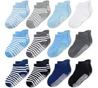 CozyWay Chaussettes de style cheville sans glissement avec pinces, 12 pack pour bébés garçons et filles, multicolores, 1-3 ans