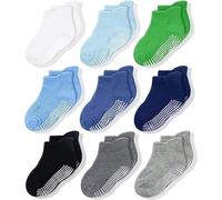 CozyWay Chaussettes de style cheville sans glissement avec pinces, 9 pack pour bébés garçons et filles, couleurs assorties, 1-3 ans