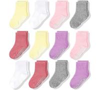 CozyWay Chaussettes pour nourrissons Grip non glissées, 12 pack pour filles, couleurs pastel, 0-6 mois