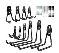 Cozywind Crochet Rangement Garage 10PC Crochet Mural Garage Grand Crochets de Garage Robuste Crochet Double de Rangement Mural en Métal pour Echelles, Vélos, Outils Êlectriques