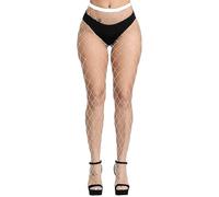 CozyWow Collants résille pour femme - Élastique - Taille haute - Filet de pêche - Collants charmants - Jarretière haute pour femme, Grand trou blanc, taille unique