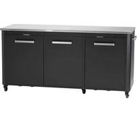 Cozze – Table d'extérieur avec 3 portes et 6 roulettes – Acier inoxydable / Noir/Gris