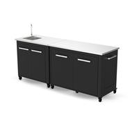 Cozze Cuisine extérieure en acier zingué et inox : 2 meubles + évier - COZZE-KIT-2