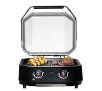 Cozze® E-500 Barbecue électrique 2 zones - 2100 W, 230 V, surface 51 x 39 cm, thermomètre digital, 2 éléments chauffants inox SS430, bouton LED, bac récupérateur, jusqu’à 400°C