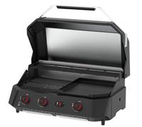 Cozze® G-800 COMBO Plancha-Grill - 3 Brûleurs - 9,5 kW - Grill + Plancha en Fonte Émaillée - 50mbar - Régulateur Inclus - Barbecue Gaz Haute Performance