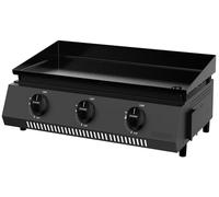 Cozze® Plancha gaz G-700 - plancha de table 3 brûleurs 6,6 kW (30 mbar), plaque émaillée 66,5×35 cm, bac récupérateur de graisses, noir mat