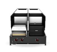 Cozze® Quattro 900 - Grill 4-en-1, Barbecue Gaz avec Plancha & Four à Pizza | Station Cuisine Extérieure 13kW avec Brûleurs Infrarouges, Pierre Cordiérite, Plancha Fonte Émaillée & Boutons LED