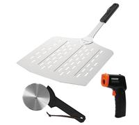 Cozze® Set Cadeau Pizza 3 Pièces : Pelle à Pizza, Thermomètre Digital, et Rouleau Coupe Pizza - Accessoires pour Pizza Maison