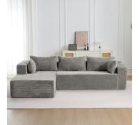 Cozzmats Canapé d'angle en forme de L avec fonction de sommeil - Canapé sans cadre avec chaise longue à gauche, siège extra profond, sans assemblage, pour salon, noir (gris, 1)