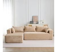 Cozzmats Canapé d'angle en forme de L avec fonction de sommeil - Canapé sans cadre avec chaise longue à gauche, siège extra profond, sans assemblage, pour salon, noir (beige, 1)