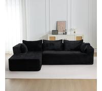 Cozzmats Canapé d'angle en forme de L avec fonction de sommeil - Canapé sans cadre avec chaise longue à gauche, siège extra profond, sans assemblage, pour salon, noir (noir, 1)