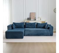 Cozzmats Canapé d'angle en forme de L avec fonction de sommeil - Canapé sans cadre avec chaise longue à gauche, siège extra profond, sans assemblage, pour salon, noir (bleu marine, 1)