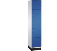 CP Armoire à casiers CAMBIO avec Portes en Acier - 5 casiers, Largeur 400 mm - Corps Gris Clair/Porte Bleu Gentiane