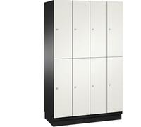 CP Armoire à casiers CAMBIO avec portes en acier et tringle - 8 casiers, largeur 1200 mm - corps gris noir/porte blanche