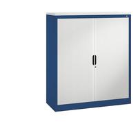 CP Armoire à rideaux à lames verticales, h x l x p 1230 x 1000 x 420 mm, 2 tablettes, 3 hauteurs classeurs bleu gentiane/gris clair - Armoire basse Armoire de bureau Armoire métallique Armoire