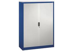 CP Armoire à rideaux à lames verticales, h x l x p 1345 x 1000 x 420 mm, 3 tablettes, 3,5 hauteurs classeurs bleu gentiane/gris clair - Armoire basse Armoire de bureau Armoire métallique Armoire