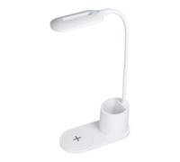 CP X2W 2en1 10W Chargeur Qi Sans Fil Universel pour Smartphone + Lampe de Bureau Flexible avec porte-stylo Blanc