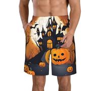 CPAQasg Happy-Halloween-Vector 1 Short confortable imprimé Short de bain pratique Vacances d'été Journées à la plage Sorties décontractées, blanc, XL