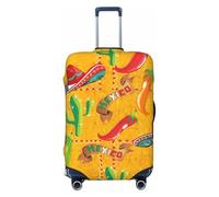 CPAQasg Housse de protection universelle élastique lavable pour valise, motif cactus et piment, Noir , M, Bagage à main