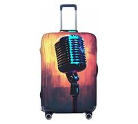 CPAQasg Housse de protection universelle pour valise avec microphone et notes de musique - Housse de protection élastique lavable pour voyage, Noir , M, Bagage à main