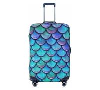 CPAQasg Housse de protection universelle pour valise avec motif écailles de poisson bleu sarcelle sirène élastique lavable, Noir , XL, Bagage à main