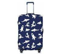 CPAQasg Housse de protection universelle pour valise, motif requin avec différents gestes imprimés, housse de protection élastique lavable, Noir , XL, Bagage à main