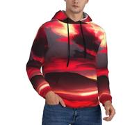 CPAQasg Red Sky At Night Sweat à capuche imprimé étoilé pour homme pour une superposition polyvalente et décontractée en toutes saisons, Noir , XXL