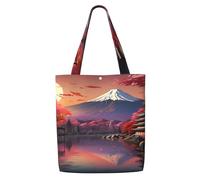 CPAQasg Sac à bandoulière en toile avec impression paysage du Japon Mount Fuji - Grande capacité - Léger - Pour la plage, les voyages, un usage quotidien