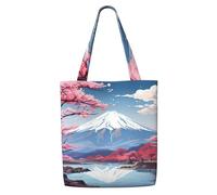 CPAQasg Sac à bandoulière en toile avec impression paysage du Japon Mount Fuji - Grande capacité - Léger - Pour la plage, les voyages, un usage quotidien
