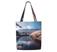 CPAQasg Sac à bandoulière en toile avec impression paysage du Japon Mount Fuji - Grande capacité - Léger - Pour la plage, les voyages, un usage quotidien